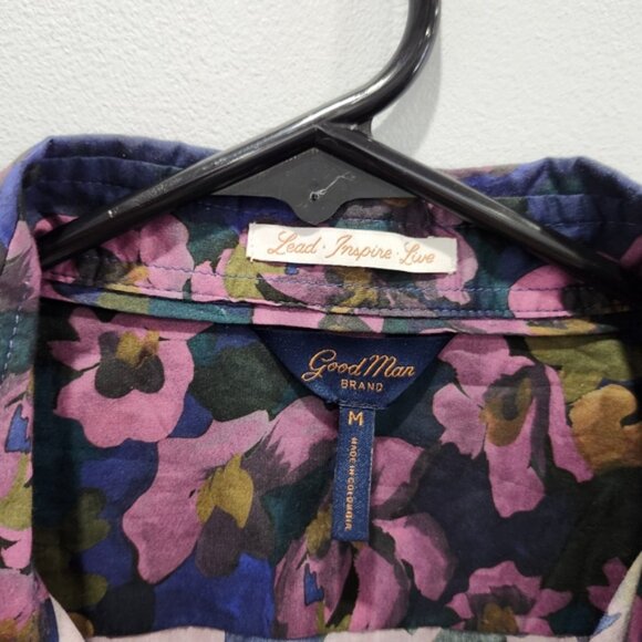 Good Man Brand Mens Button Down Shirt Cotton Big On Point Multi Floral Woven - Picture 4 of 7